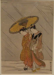 Pareja en una tormenta de nieve